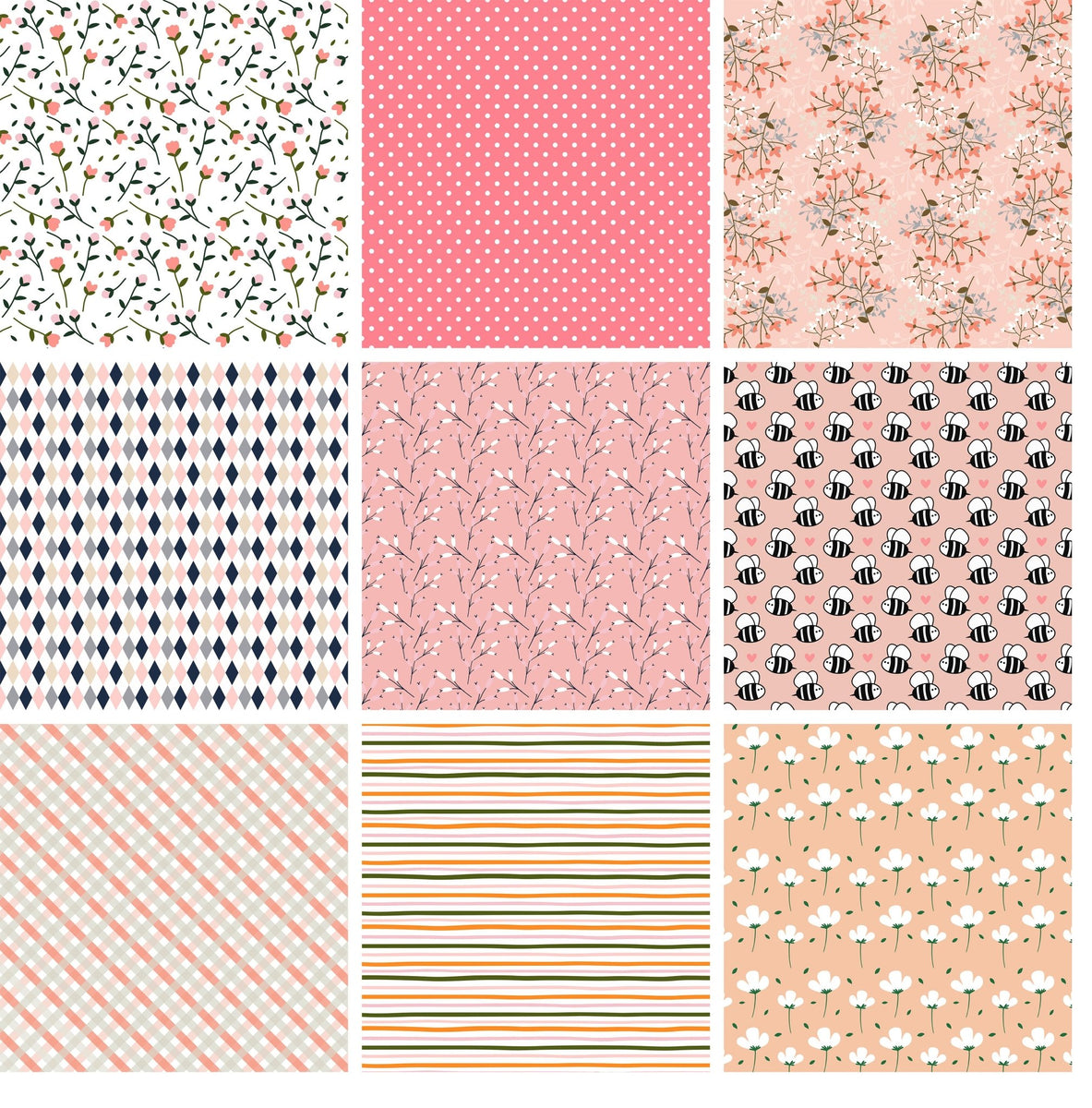 Paquete de 10 telas de algodón para coser patchwork ancho lunares  polialgodón tela 15.7 in x 19.7 in